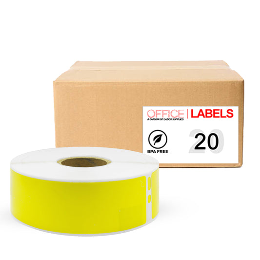 20 Rolls of 30252 Yellow Compatible Labels for DYMO 1-1/8" X 3-1/2" (28mm x 89mm)