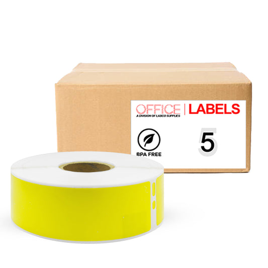 5 Rolls of 30252 Yellow Compatible Labels for DYMO 1-1/8" X 3-1/2" (28mm x 89mm)