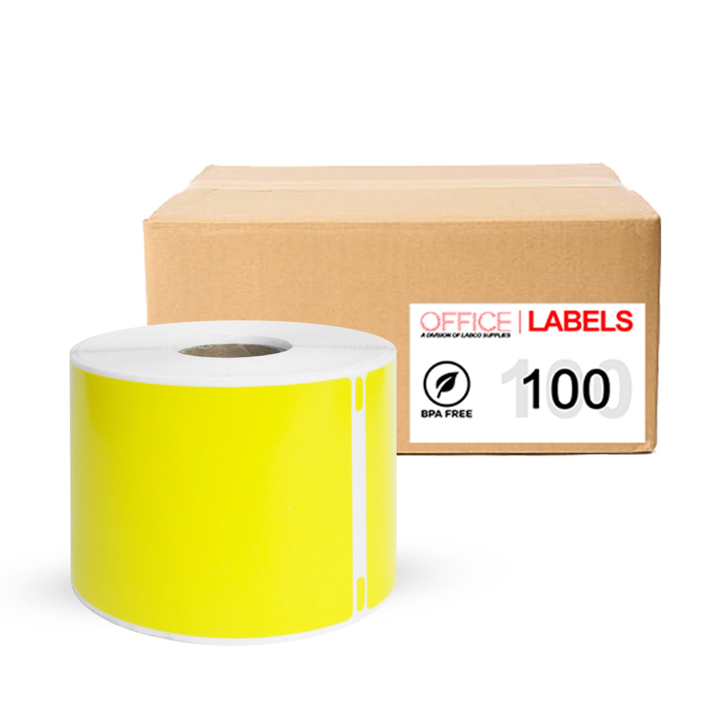 100 Rolls of 30256 Removable Yellow Compatible Large Shipping Labels for DYMO 2-5/16" x 4" (59mm x 104mm)