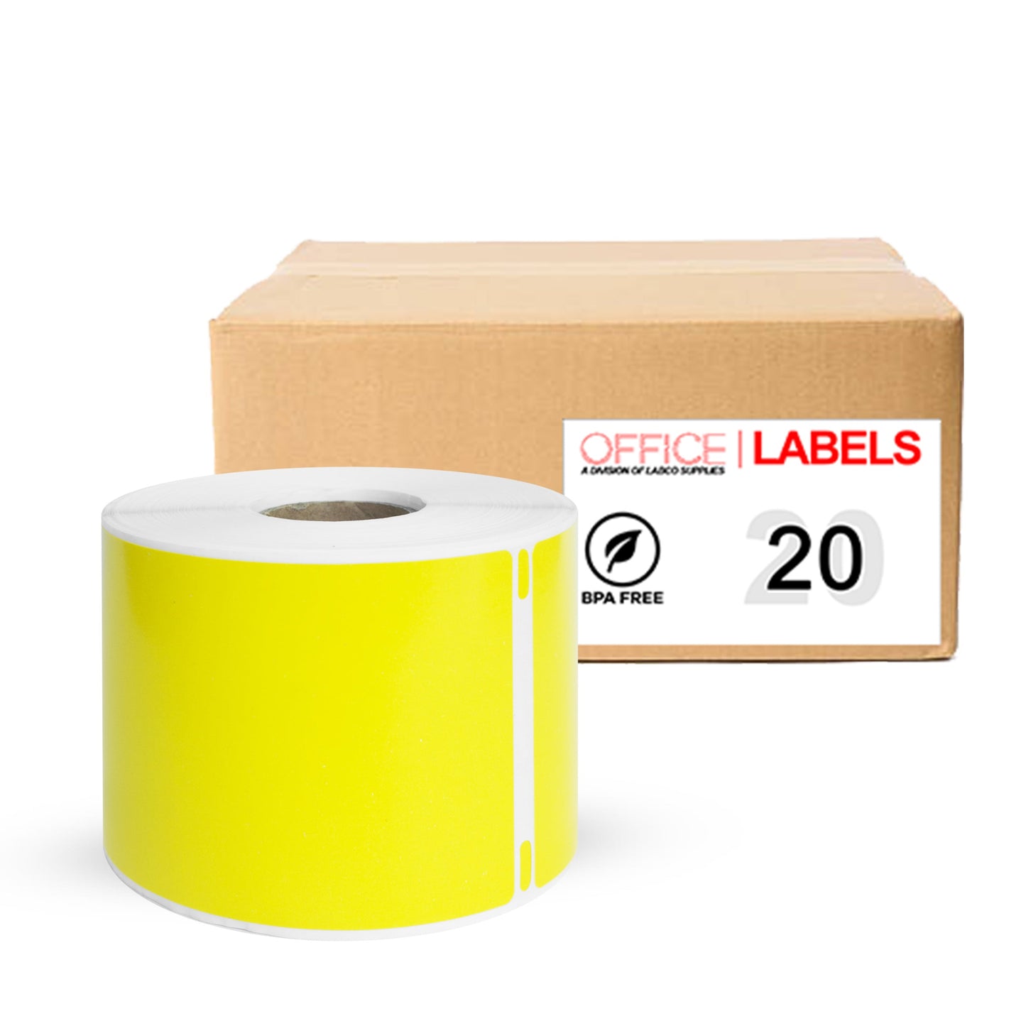 20 Rolls of 30256 Removable Yellow Compatible Large Shipping Labels for DYMO 2-5/16" x 4" (59mm x 104mm)