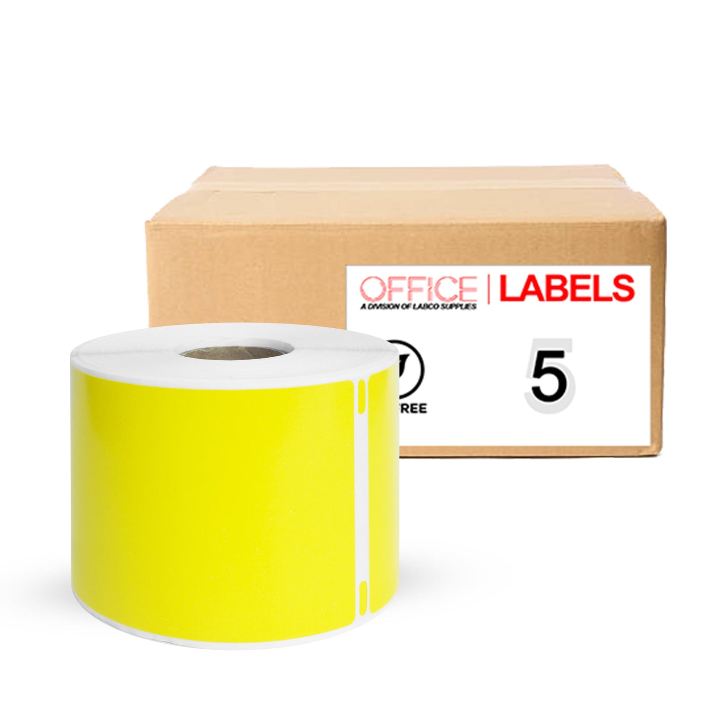 5 Rolls of 30256 Removable Yellow Compatible Large Shipping Labels for DYMO 2-5/16" x 4" (59mm x 104mm)