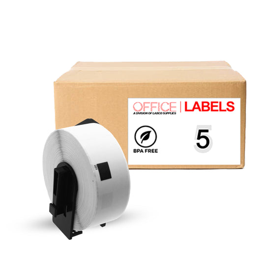 5 Rolls of DK-1201 Compatible Labels for BROTHER 1-1/7" X 3-1/2" (29mm x 90.3mm) With 1 Reusable Cartridge