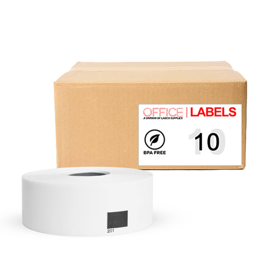 10 Rolls of DK-1201 Compatible Labels for BROTHER 1-1/7" X 3-1/2" (29mm x 90.3mm) ROLL ONLY