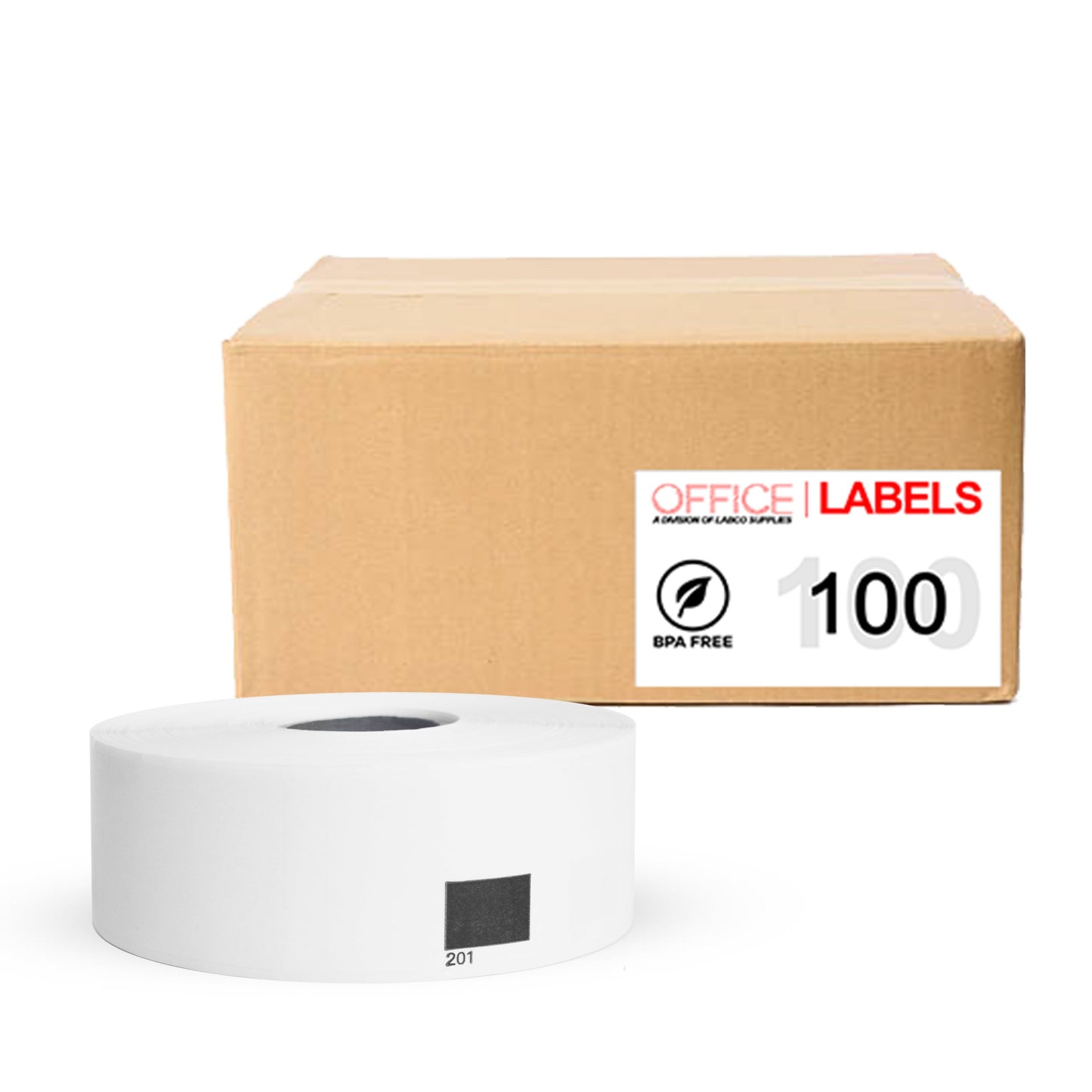 100 Rolls of DK-1201 Compatible Labels for BROTHER 1-1/7" X 3-1/2" (29mm x 90.3mm) ROLL ONLY