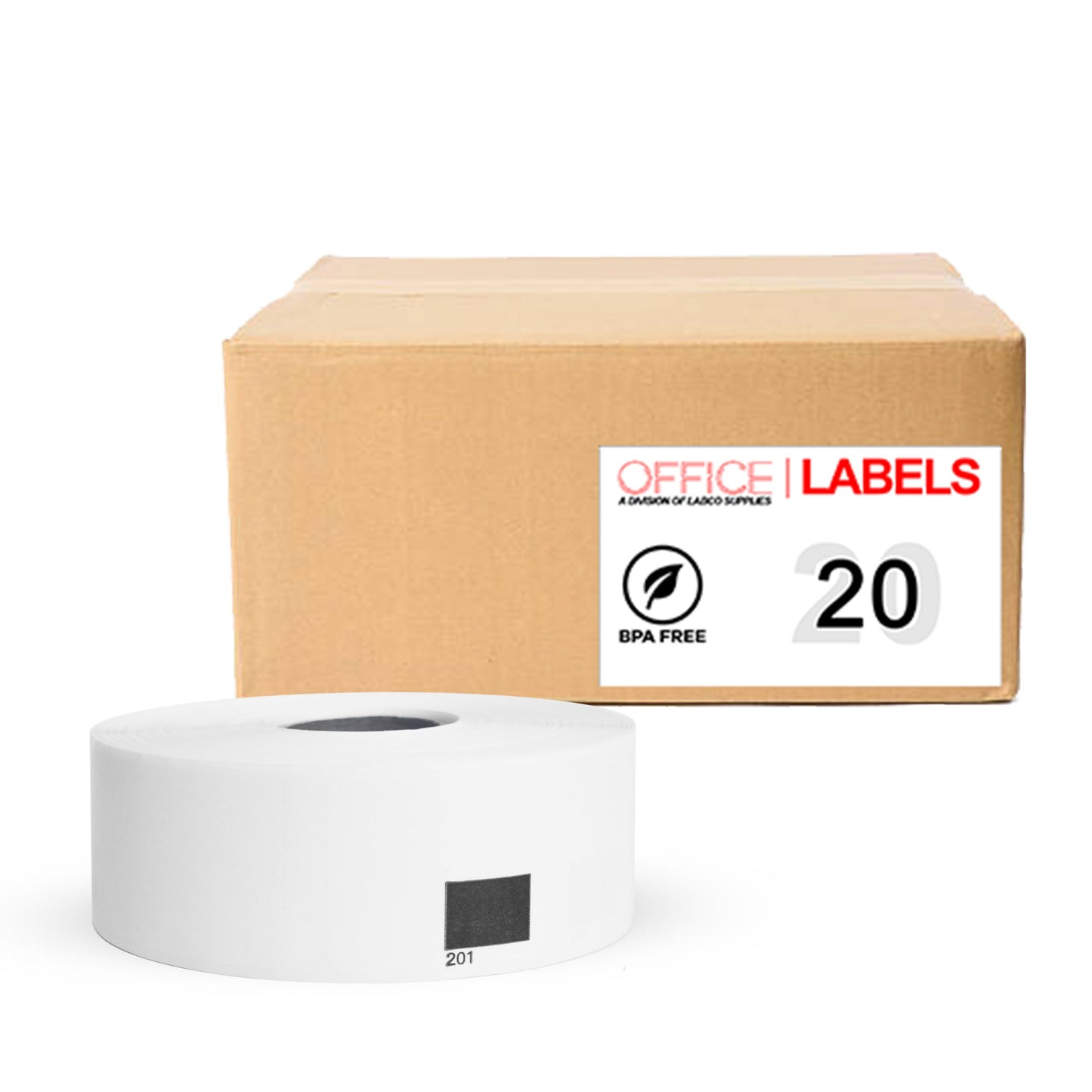 20 Rolls of DK-1201 Compatible Labels for BROTHER 1-1/7" X 3-1/2" (29mm x 90.3mm) ROLL ONLY