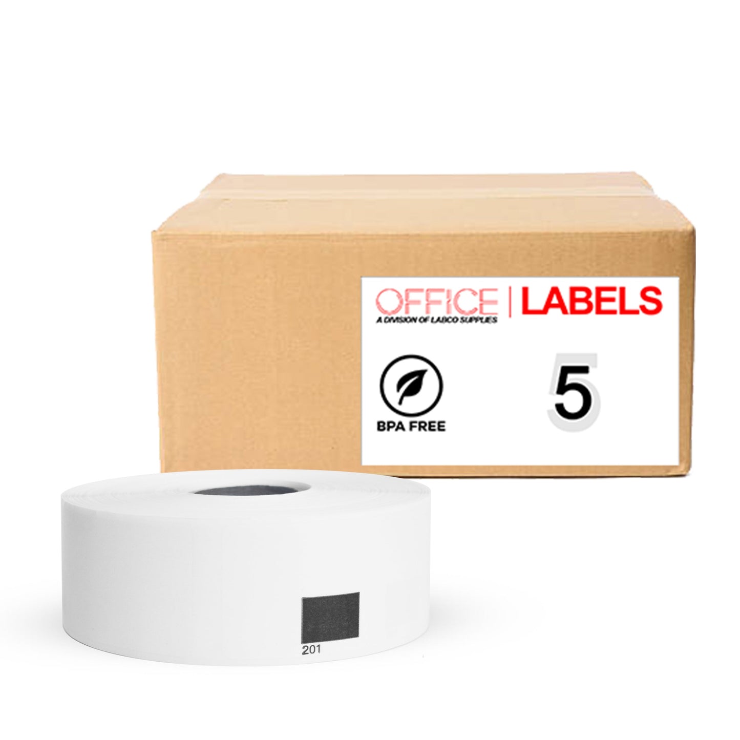 5 Rolls of DK-1201 Compatible Labels for BROTHER 1-1/7" X 3-1/2" (29mm x 90.3mm) ROLL ONLY