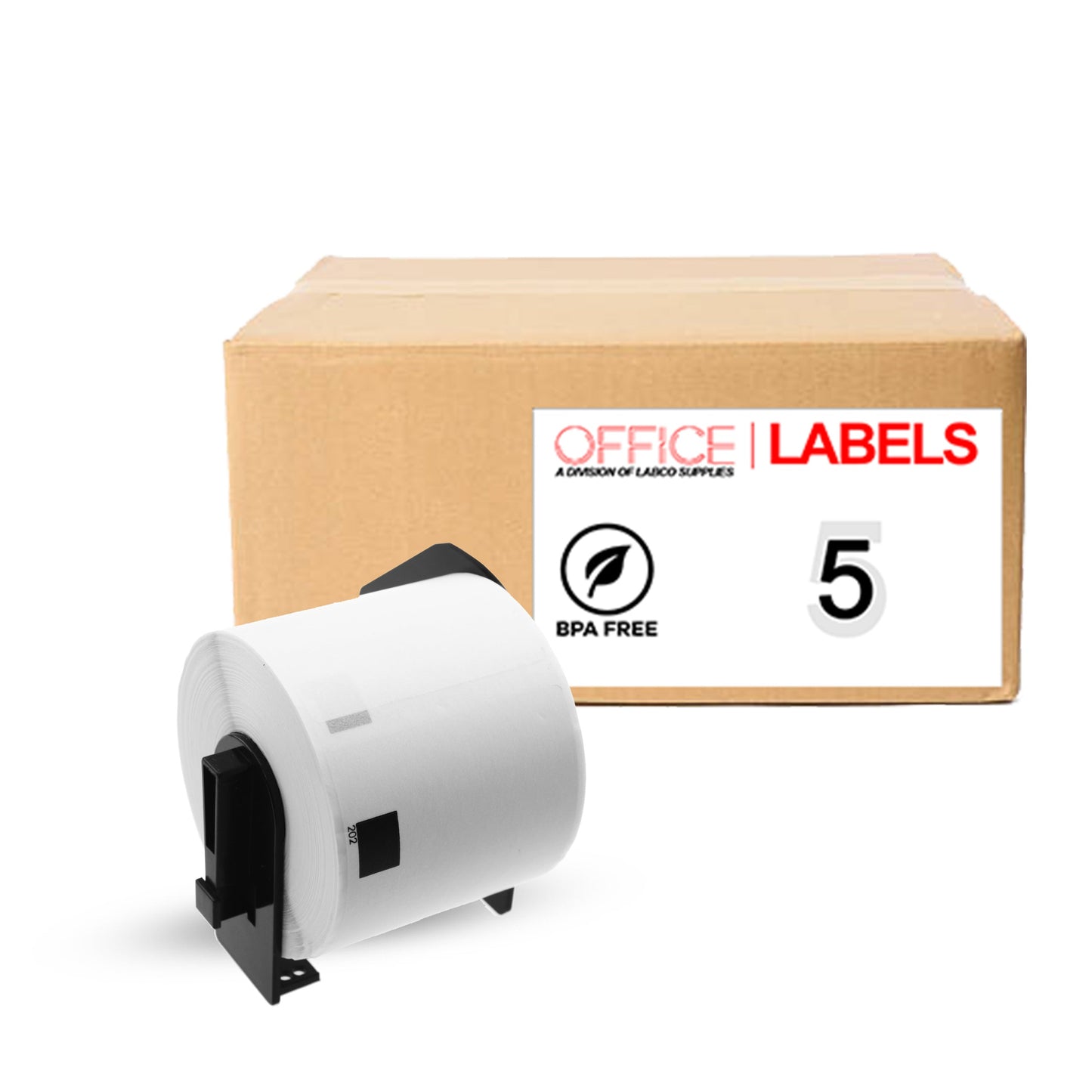 5 Rolls of DK-1202 Compatible Labels for BROTHER 2-3/7" X 4" (62mm x 100mm) With 1 Reusable Cartridge