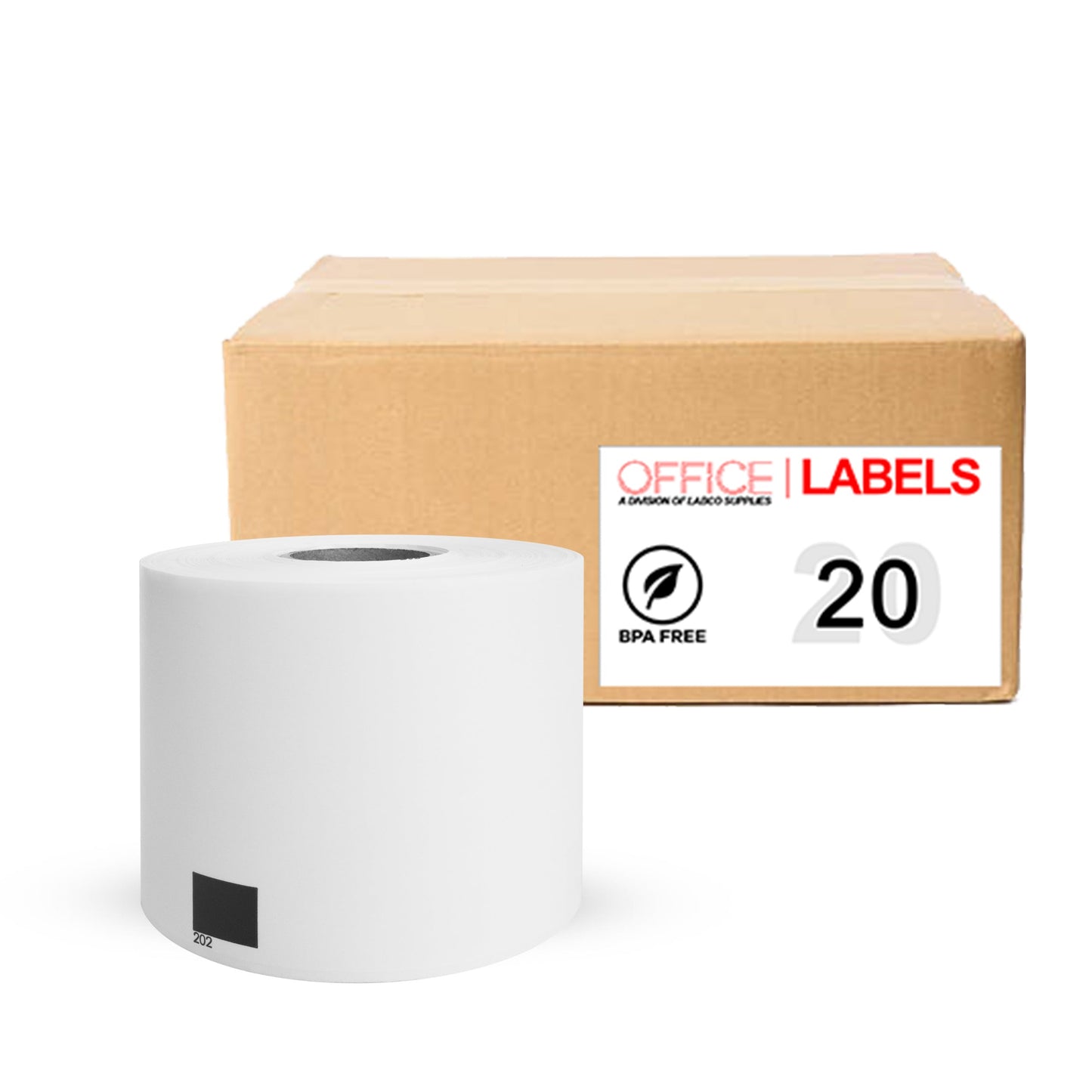 20 Rolls of DK-1202 Compatible Labels for BROTHER 2-3/7" X 4" (62mm x 100mm) ROLL ONLY