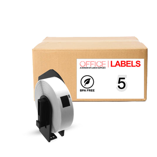 5 Rolls of DK-1203 Compatible Labels for BROTHER 2/3" x 3-7/16" (17mm x 87mm) With 1 Reusable Cartridge