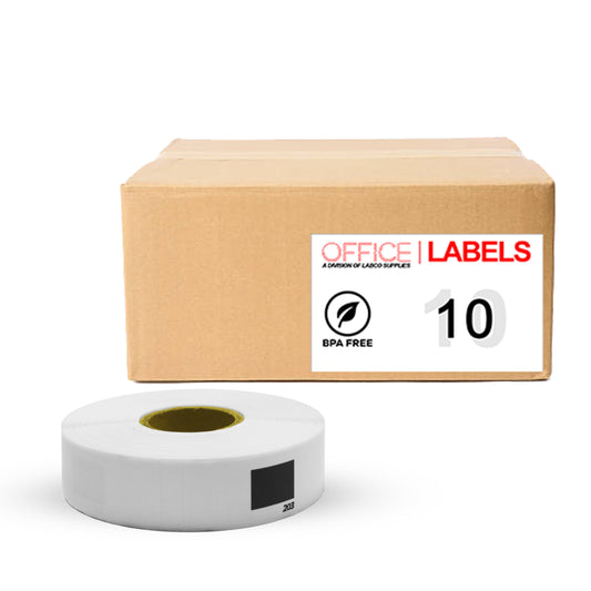 10 Rolls of DK-1203 Compatible Labels for BROTHER 2/3" x 3-7/16" (17mm x 87mm) ROLL ONLY