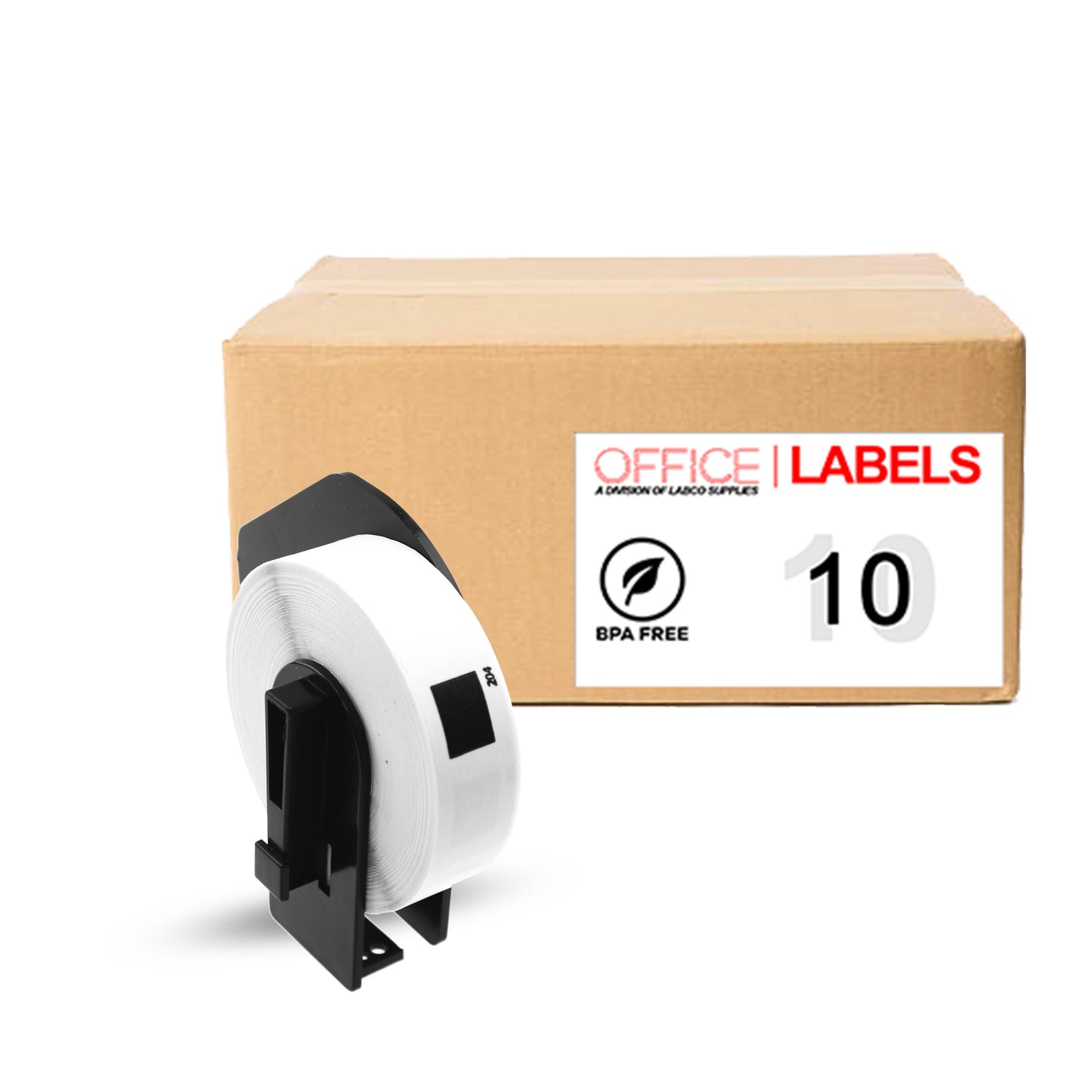 10 Rolls of DK-1204 Compatible Labels for BROTHER 2/3" x 2-1/8" (17mm x 54mm) With 1 Reusable Cartridge