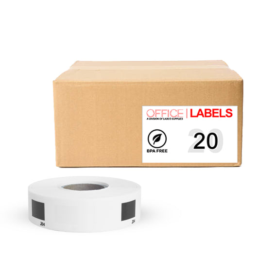 20 Rolls of DK-1204 Compatible Labels for BROTHER 2/3" x 2-1/8" (17mm x 54mm) ROLL ONLY