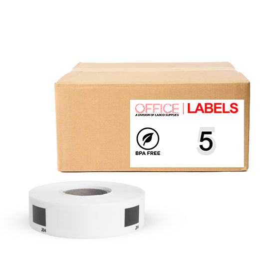 5 Rolls of DK-1204 Compatible Labels for BROTHER 2/3" x 2-1/8" (17mm x 54mm) ROLL ONLY