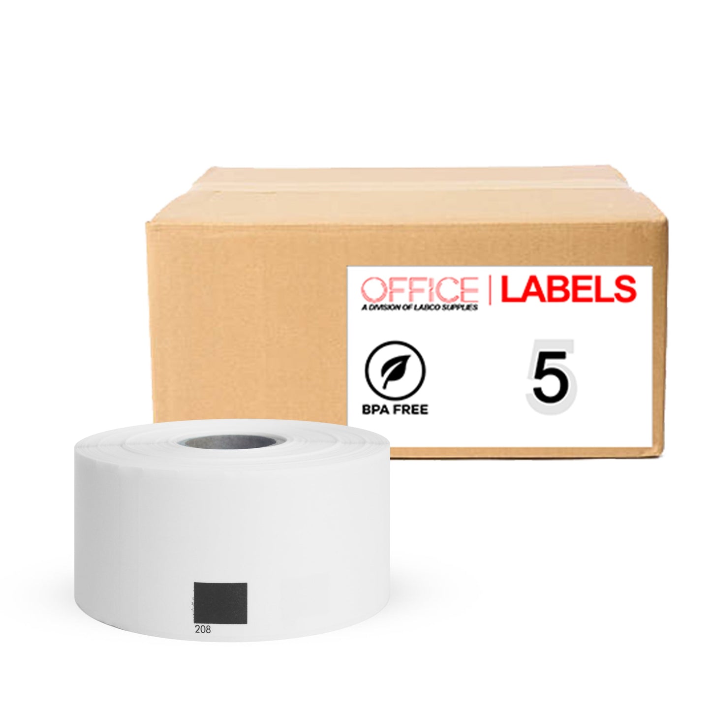 5 Rolls of DK-1208 Compatible Labels for BROTHER 1-1/2" x 3-1/2" (38mm x 90,3mm) ROLL ONLY