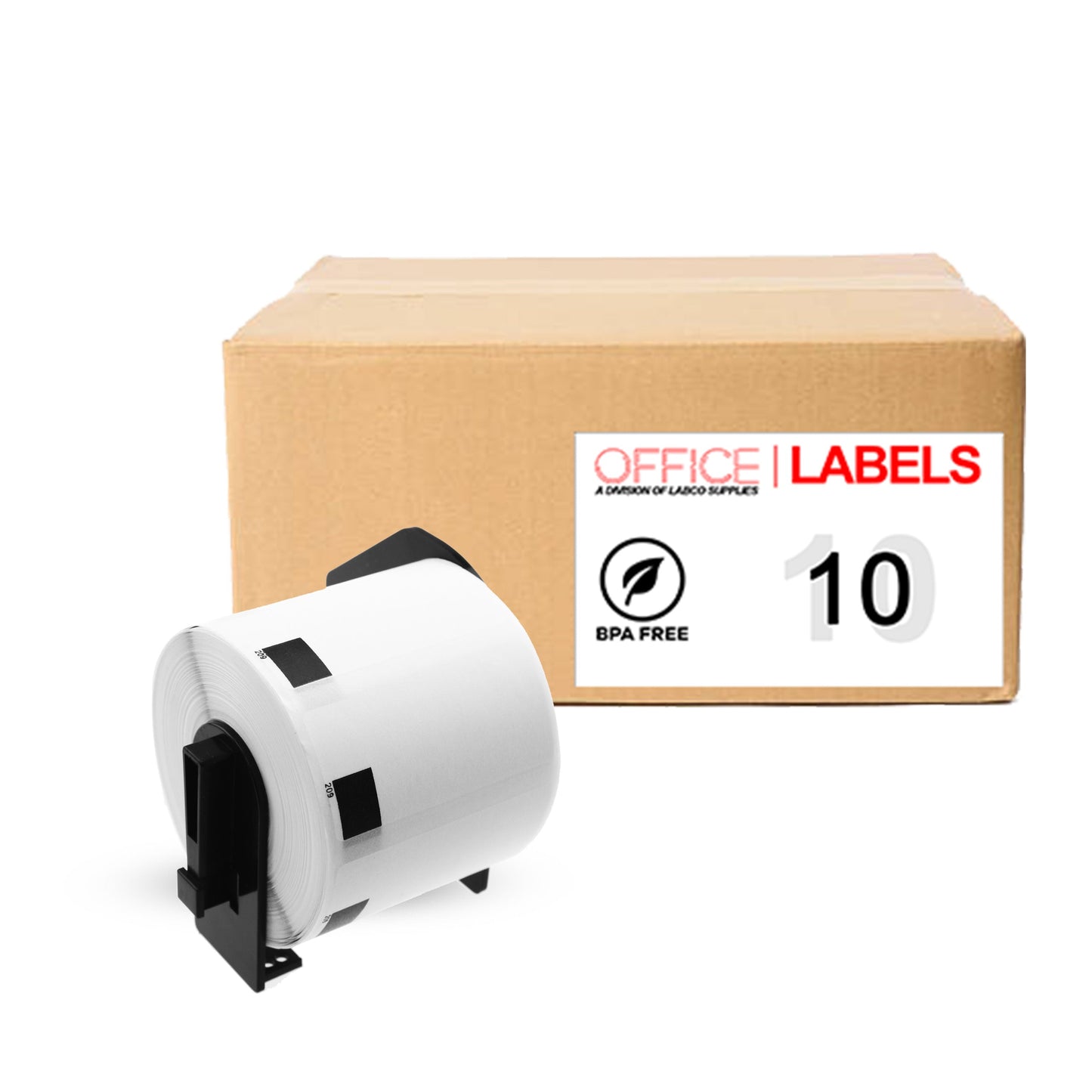 10 Rolls of DK-1209 Compatible Labels for BROTHER 1-1/7" x 2-3/7" (28,9mm x 62mm) With 1 Reusable Cartridge