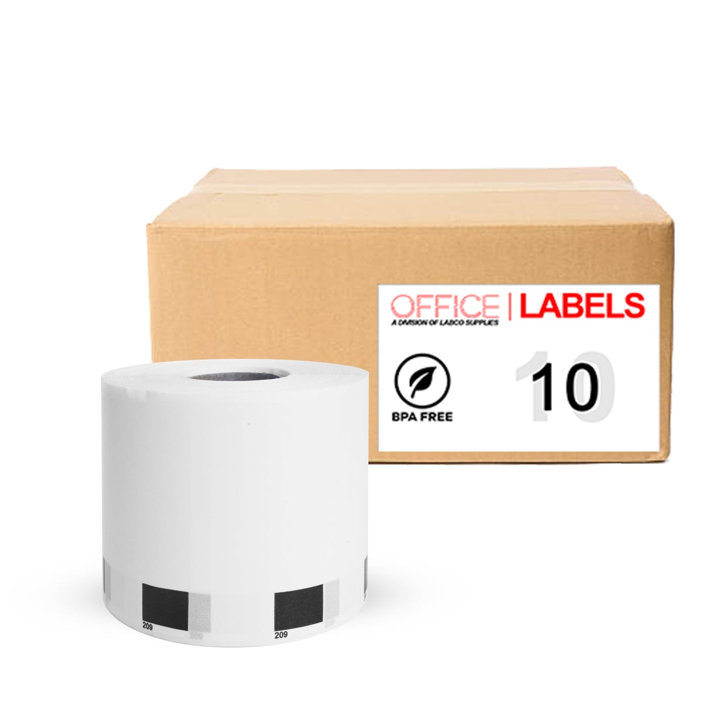 10 Rolls of DK-1209 Compatible Labels for BROTHER 1-1/7" x 2-3/7" (28,9mm x 62mm) ROLL ONLY