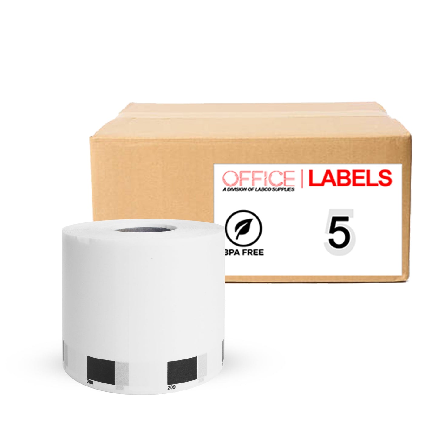 5 Rolls of DK-1209 Compatible Labels for BROTHER 1-1/7" x 2-3/7" (28,9mm x 62mm) ROLL ONLY