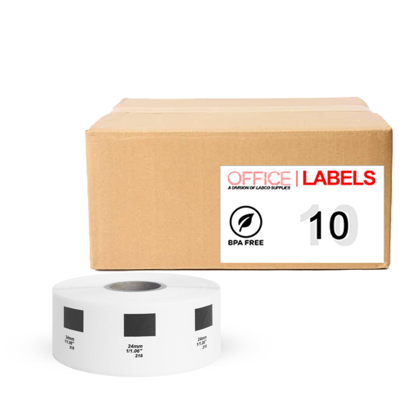 10 Rolls of DK-1218 Compatible Labels for BROTHER 0,94" Diameter (24mm) ROLL ONLY