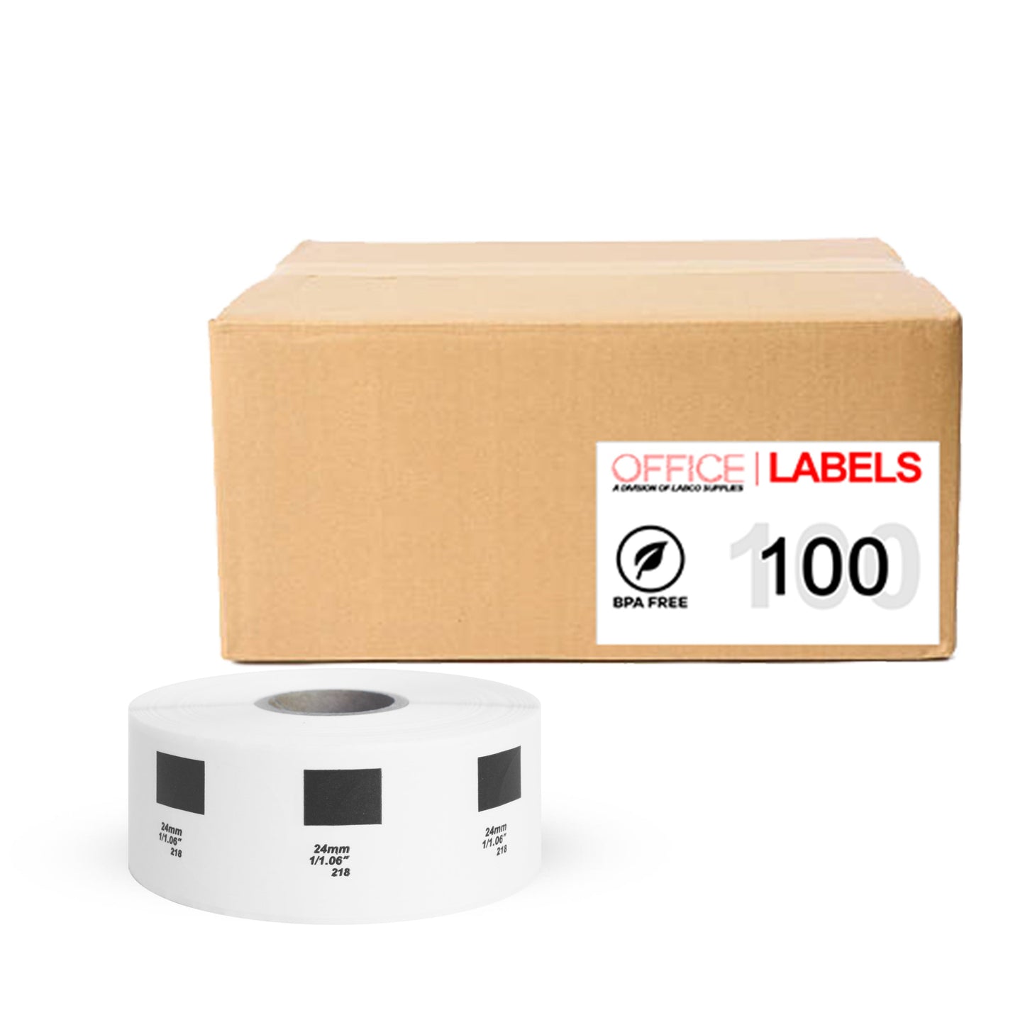 100 Rolls of DK-1218 Compatible Labels for BROTHER 0,94" Diameter (24mm) ROLL ONLY