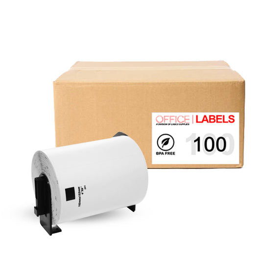 100 Rolls of DK-1241 Compatible Labels for BROTHER 4" x 6" (101mm x 152mm) With 1 Reusable Cartridge