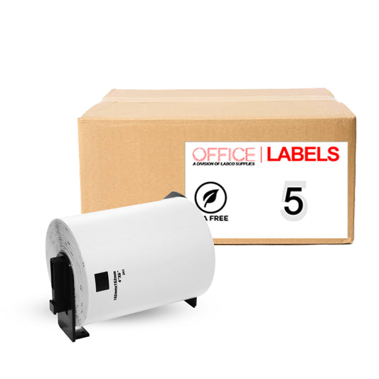 5 Rolls of DK-1241 Compatible Labels for BROTHER 4" x 6" (101mm x 152mm) With 1 Reusable Cartridge