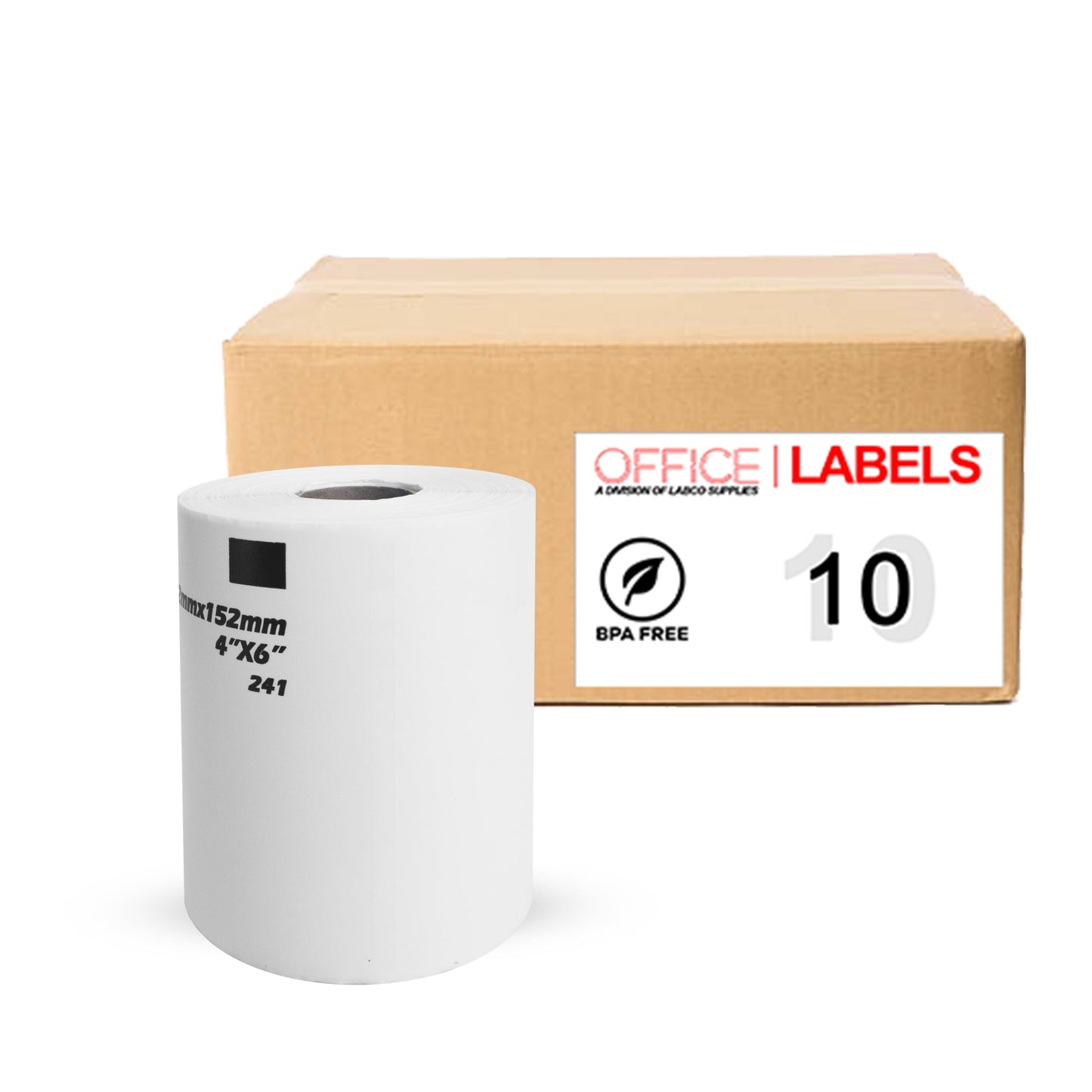 10 Rolls of DK-1241 Compatible Labels for BROTHER 4" x 6" (101mm x 152mm) ROLL ONLY