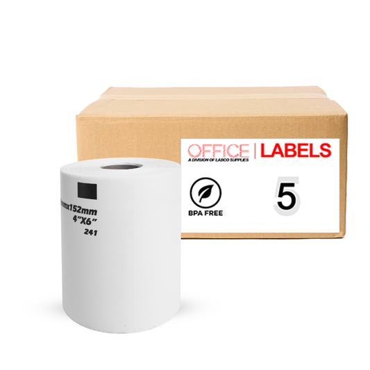 5 Rolls of DK-1241 Compatible Labels for BROTHER 4" x 6" (101mm x 152mm) ROLL ONLY