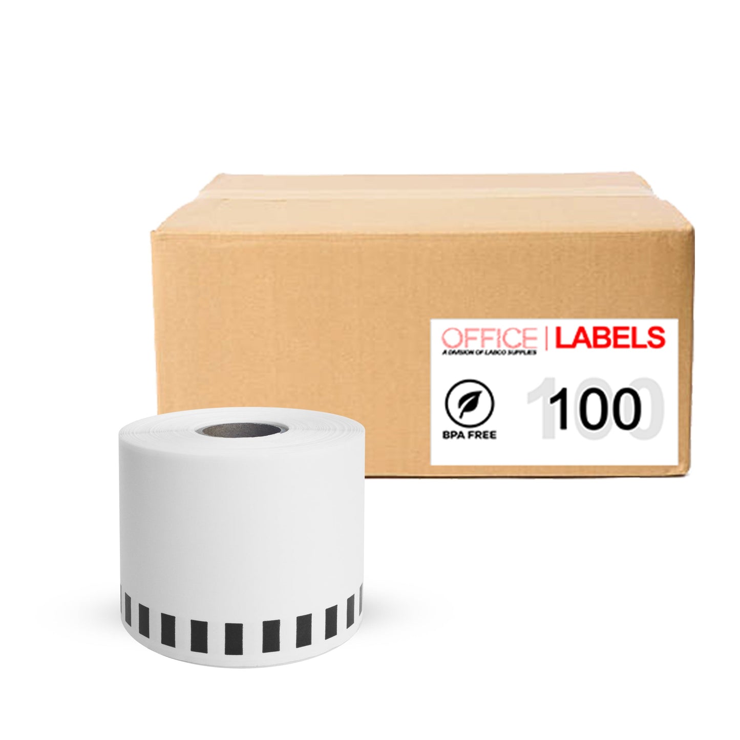 100 Rolls of DK-2205 Compatible Labels for BROTHER 2-3/7" x 100' (62mm x 30,4m) ROLL ONLY