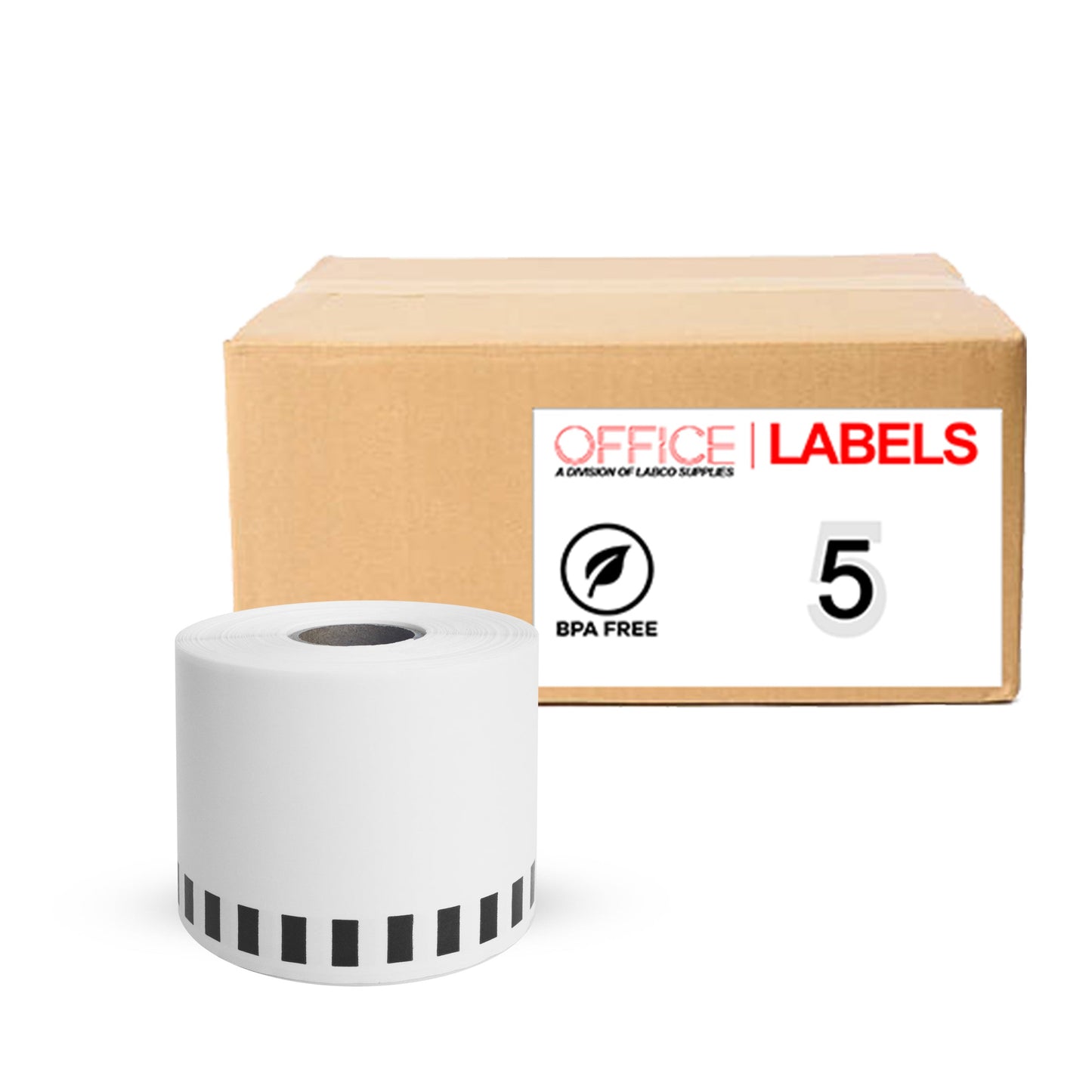 5 Rolls of DK-2205 Compatible Labels for BROTHER 2-3/7" x 100' (62mm x 30,4m) ROLL ONLY