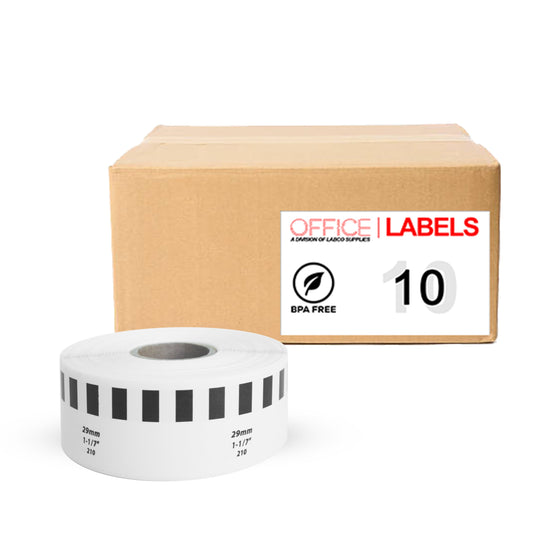 10 Rolls of DK-2210 Compatible Labels for BROTHER 1-1/7" x 100' (29mm x 30,4m) ROLL ONLY