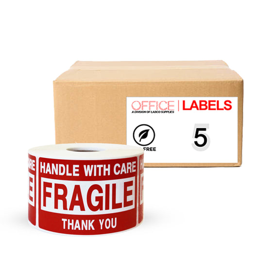 5 Rolls of Fragile-Handle with Care Stickers 2" x 3"